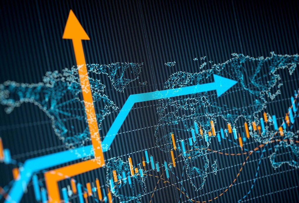 Digital graph showing market growth trends and investment opportunities, representing strategic insights from Ascend Business Brokers.